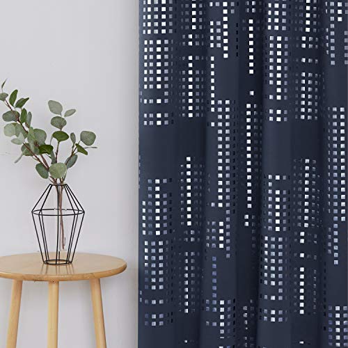 Image of Deconovo Blackout Curtain Room Darkening Thermal Insulated Draperies Grommet Window Treatments for Bedroom, 52x63Inch, Navy Blue, 2 Panels