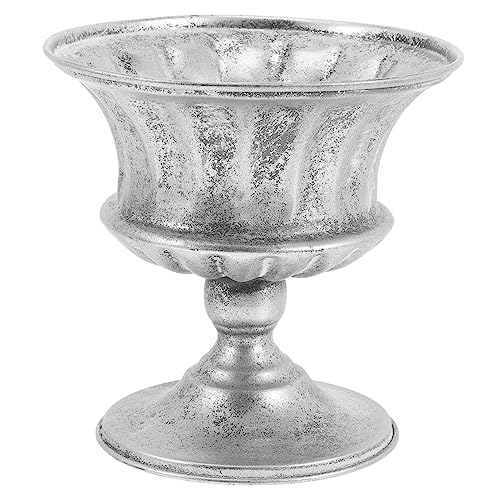 PRETYZOOM Eisenblumentopf mit Ornamenten Wetterfester Pflanztopf für Blumenarrangements und Sukkulenten für Balkon und Veranda im Used Look