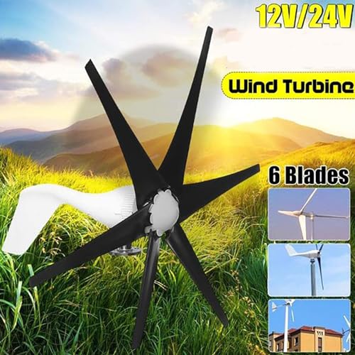 HYZHANHONG 12V 24V 48V 6 Blades Kit de turbina eólica, 12000W Wind Vertical Axis Alternative Wind Po