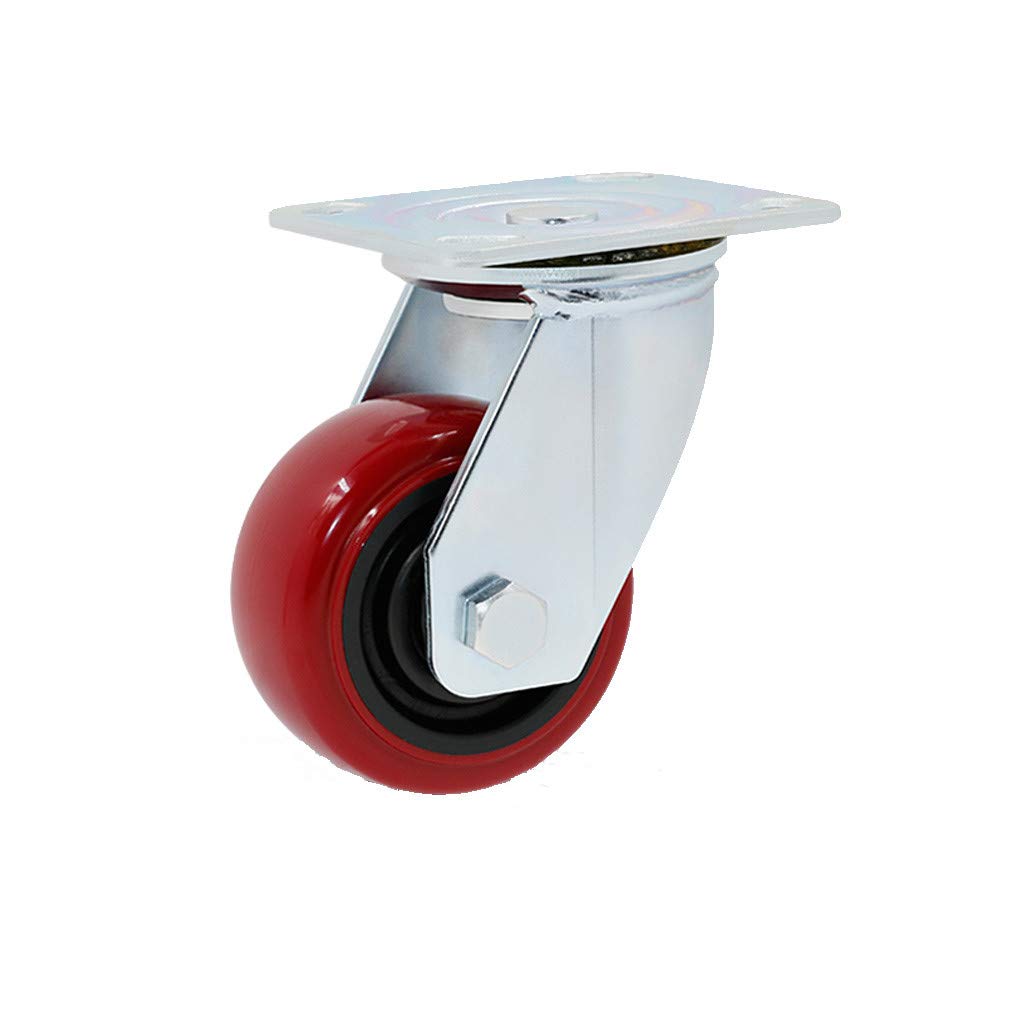 YUZGUHEY Heavy Duty Swivel Caster Wheels 1pcs Polyurethane Furniture Castor with 6202 Bearing for Large Trolley Flatbed(Universal,4in)