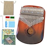 Yoseka カリンバ 17キー マホガニー 親指ピアノ 音階刻印 調律済み 17キーカリンバ C調 初心者向け カリンバ チューニングハンマー 収納袋 日本語説明書 清掃クロス付き（色：17鍵 グラデーション・ブラウン）