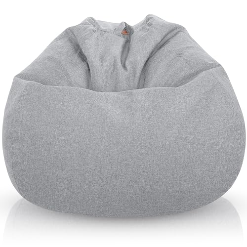 Aiire Sofa Puff Salon Moderno - [100x75] Sillon Puf Gigante XXL con Relleno Incluido para Habitacion Juvenil o Adolescente - Bean Bag Chair Gamer - Puffs Infantiles de Diseño Gris Claro