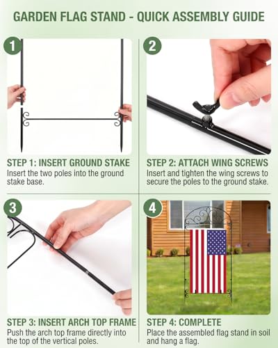 Image of Garden Flag Holder 2P, Heavy Duty Metal Yard Flag Stand for Outside, 40in x 16in Flags Stand Pole Fits Max 14in x 22in Flags - Outdoor Lawn Decor(Without Flag)