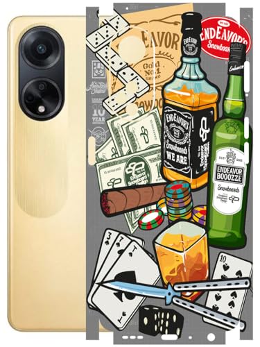 Image of AtOdds - Full Body Back Screen Guard Protector Film - Lamination Wrap Skin Sticker Compatible with Oppo F23 (5G) | Scratchproof Matte Finish (Wine Graffiti)