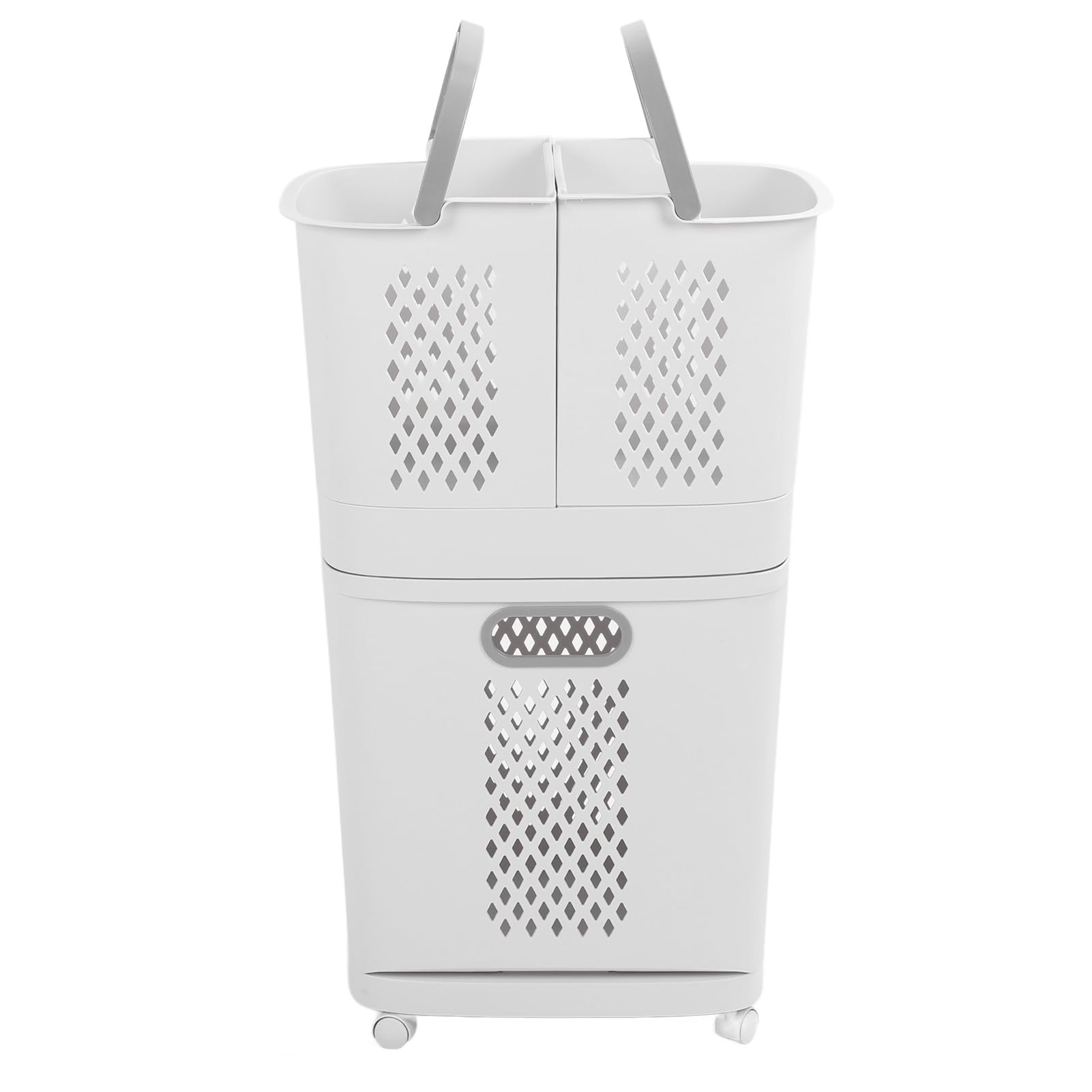 TOPINCN Cesto per la Biancheria in Plastica con Ruote Cesto Selezionatore Durevole per la Casa 3 Contenitori Indipendenti Materiale PP Design Leggero