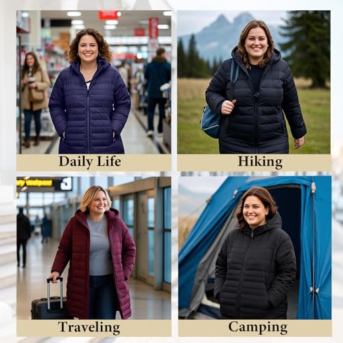 XaLadu Plus Size Puffer Jacket for Women: Stylish, Lightweight, and Water-Resistant Winter Coat in Black, Sizes 1X-7X - Image 5