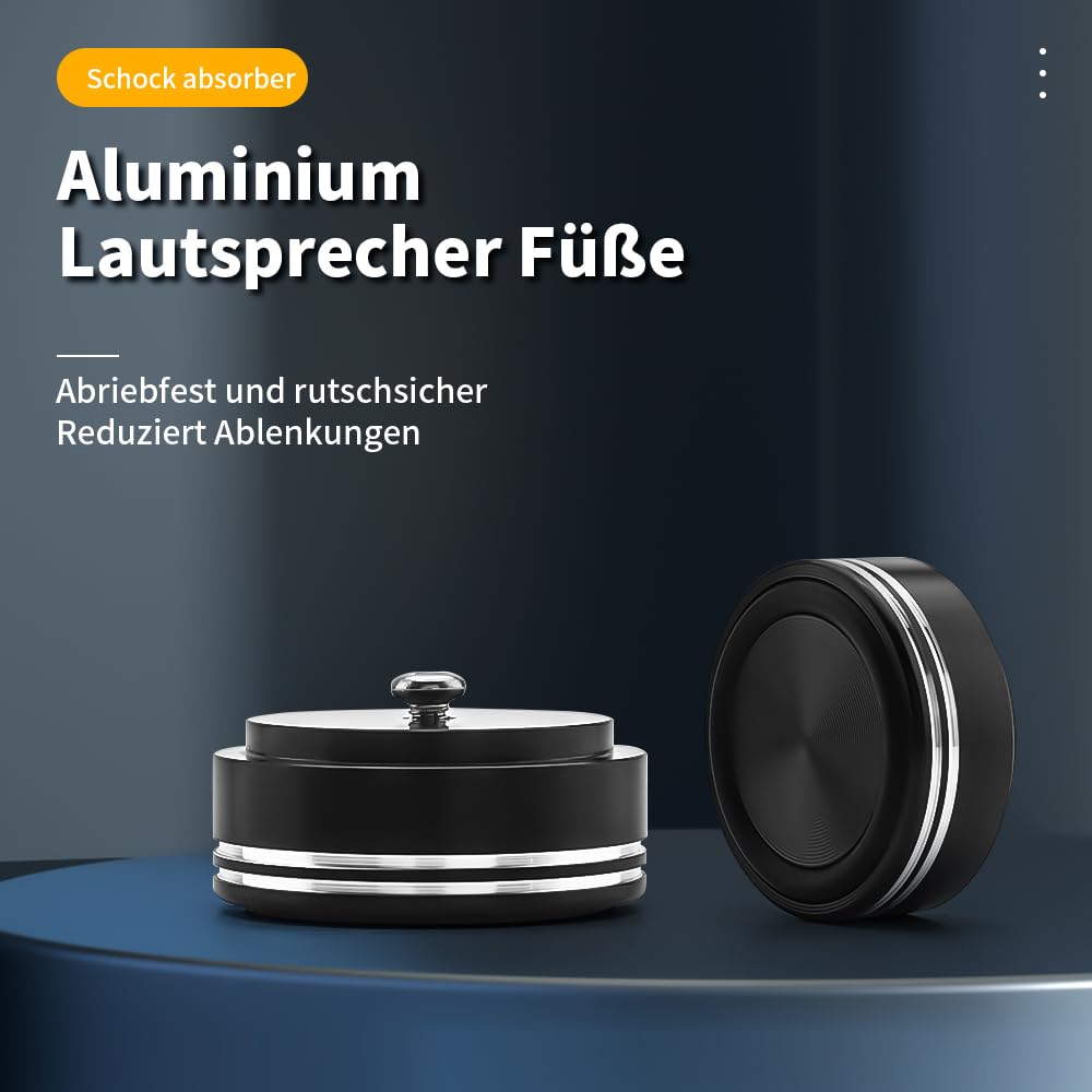 Tertullus 4 aluminiowe nóżki do urządzeń HiFi 39 mm × 17 mm czarne śruby głośnik, absorber subwoofer, nóżki z 4 śrubami do urządzeń Hi-Fi