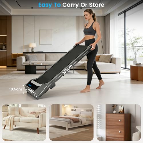Image of Walking Pad Treadmill for Home - Under Desk Walk Pads with Remote Control Mini Running Portable Electric Machine Adjustable Slim Compact with 0.6-4.0MPH Max up 220 Lbs Modes for Office Small Spaces