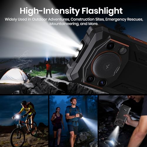 Image of FOSSIBOT (2026 F110L 12GB+128GB /2TB Rugged CallPhones Unlocked,10000mAh Android 15 Smartphone,128dB Loud Volume Phone, 6.745 inch 50MP Camera Waterproof Phone Dual SIM /Camping Light，Orange