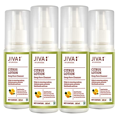 Image of Jiva Citrus Lotion 100ml | 100% Pure & Natural Cleanser | Removes Make-Up, Blackheads, Oil & Dirt | Hydrates & Maintains The Skin's Natural pH Balance For A Natural Glow (Pack Of 4)