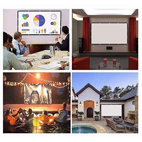 Pantalla de proyector plegable sin pliegues de 60 pulgadas, material poliéster, con agujeros metálicos para colgar, adecuada para cine en casa y reuniones miniatura 4