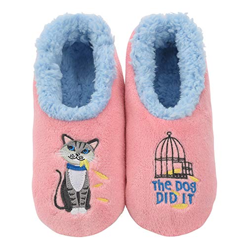 Snoozies Pairable Slipper Socks â€“ House Slippers for Women, Fuzzy Slipper Socks with Unique Designs, Non Slip Socks - The Dog Did It - Medium