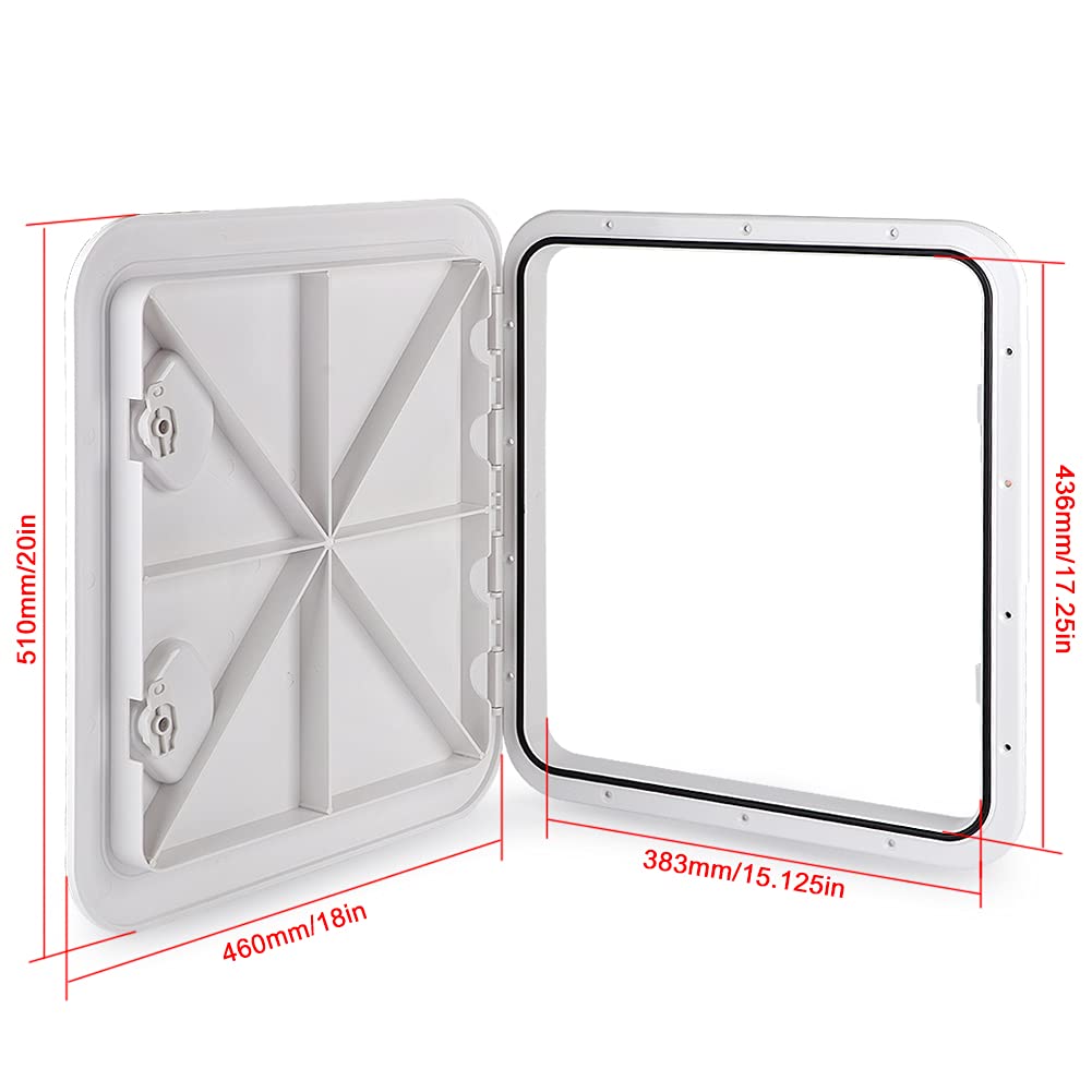 Dilwe Pokrywa Luku Pokładowego ABS Płyta Pokładu Morskiego 460 X 510 Mm z Białym Wykończeniem Stabilizowanym Promieniami UV, antypoślizgową pokrywą i Zawiasem 180 Stopni do Dostępu do Płaskiej