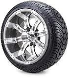 12' Gunmetal Tempest Golf Cart Wheels and Tires Combo Set of 4 with All Low Profile Tires