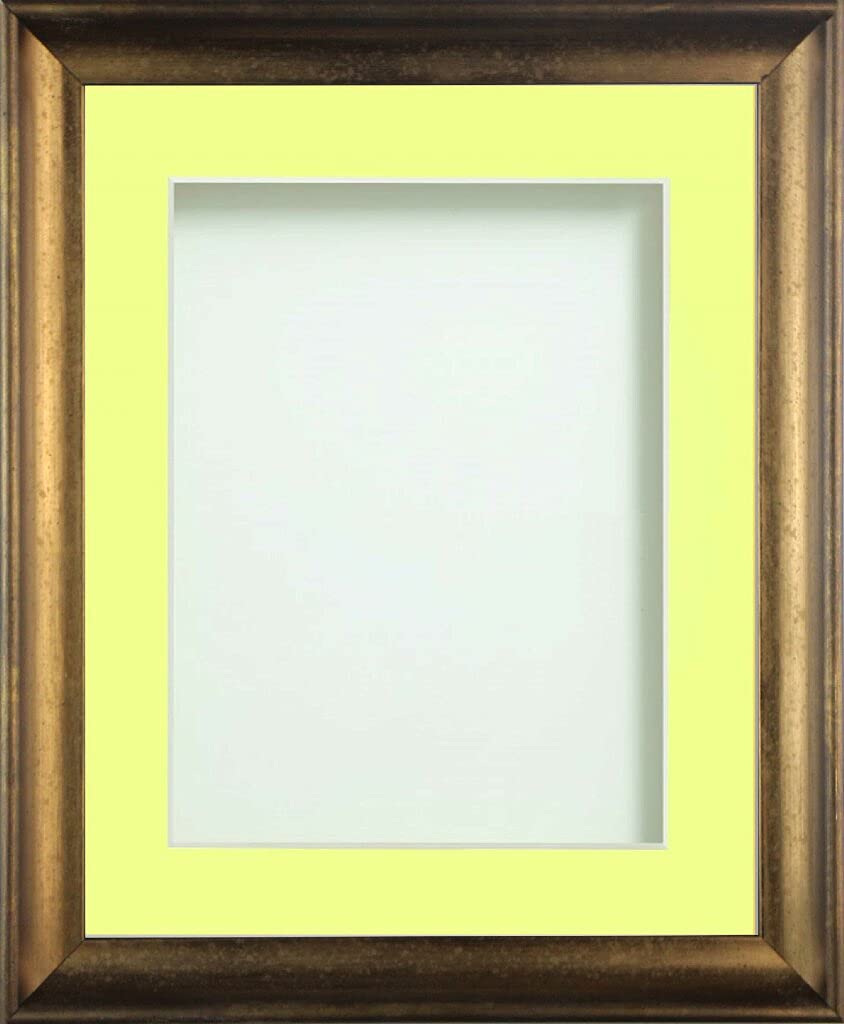 Frame Company Anglesey Range Wooden Burnt Copper A3 Frame With Lemon Bon Bon Mount For Image A4, Fitted with Real Glass