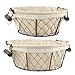 Stonebriar 2pc Round Metal Serving Basket Set with Decorative Fabric Lining, Rustic Serving Trays for Parties, Centerpiece for Coffee or Dining Table, Document Organizer for Office or Kitchen