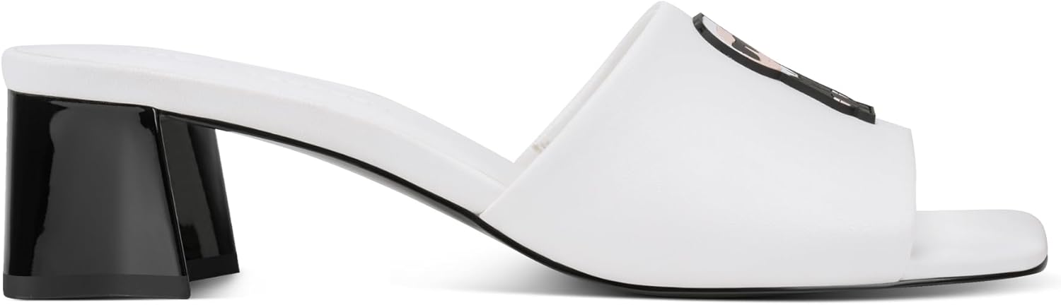 KARL LAGERFELD womens Sandreea Block Heeled Sandal With Karl Patch