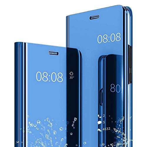 Image of Clear View Smart Stand Mirror Flip Case Cover for Samsung Galaxy M20 - Blue