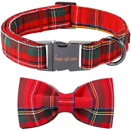 Unique style paws Christmas Dog and Cat Collar with Bow Pet Gift Adjustable Soft and Comfy Bowtie Collars for Small Medium Large Dogs