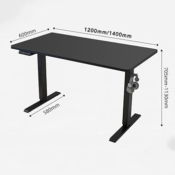 Electric Standing Desk Height Adjustable, with Backpack Hook and Memory Smart Pannel, Ergonomic Home Office Desk for Gaming and Computer B-140x60cm