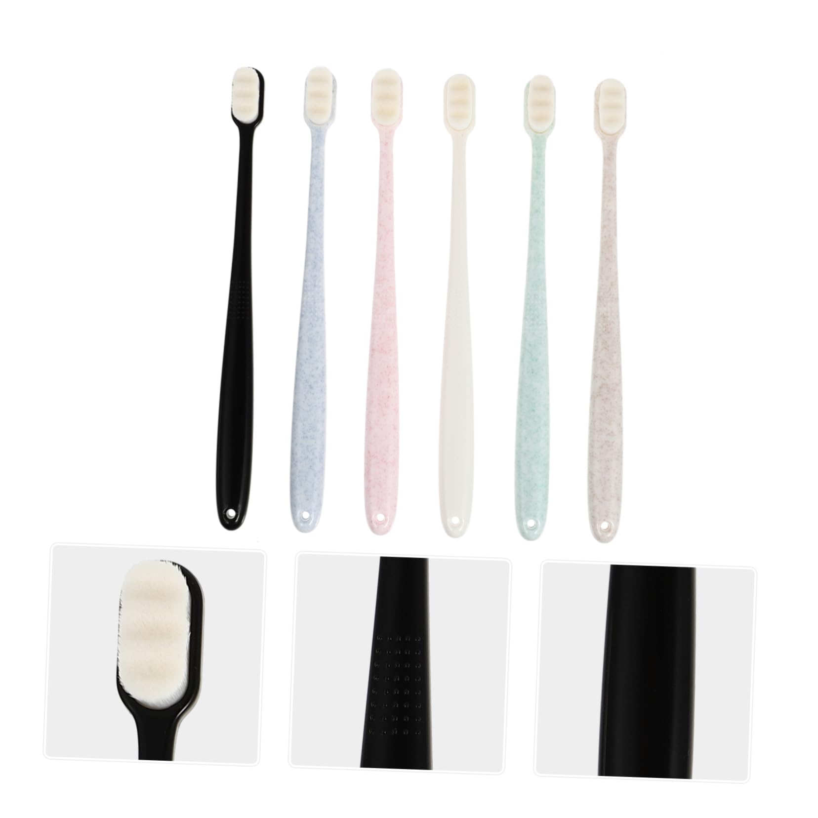 Beavorty 3 Set Di Mini Spazzolini Manuali Per Adulti Spazzolini Con Puntini in Rilievo Per La Pulizia Della Lingua Set Di Spazzolini Da Viaggio Compatti 6 Pezzi*3
