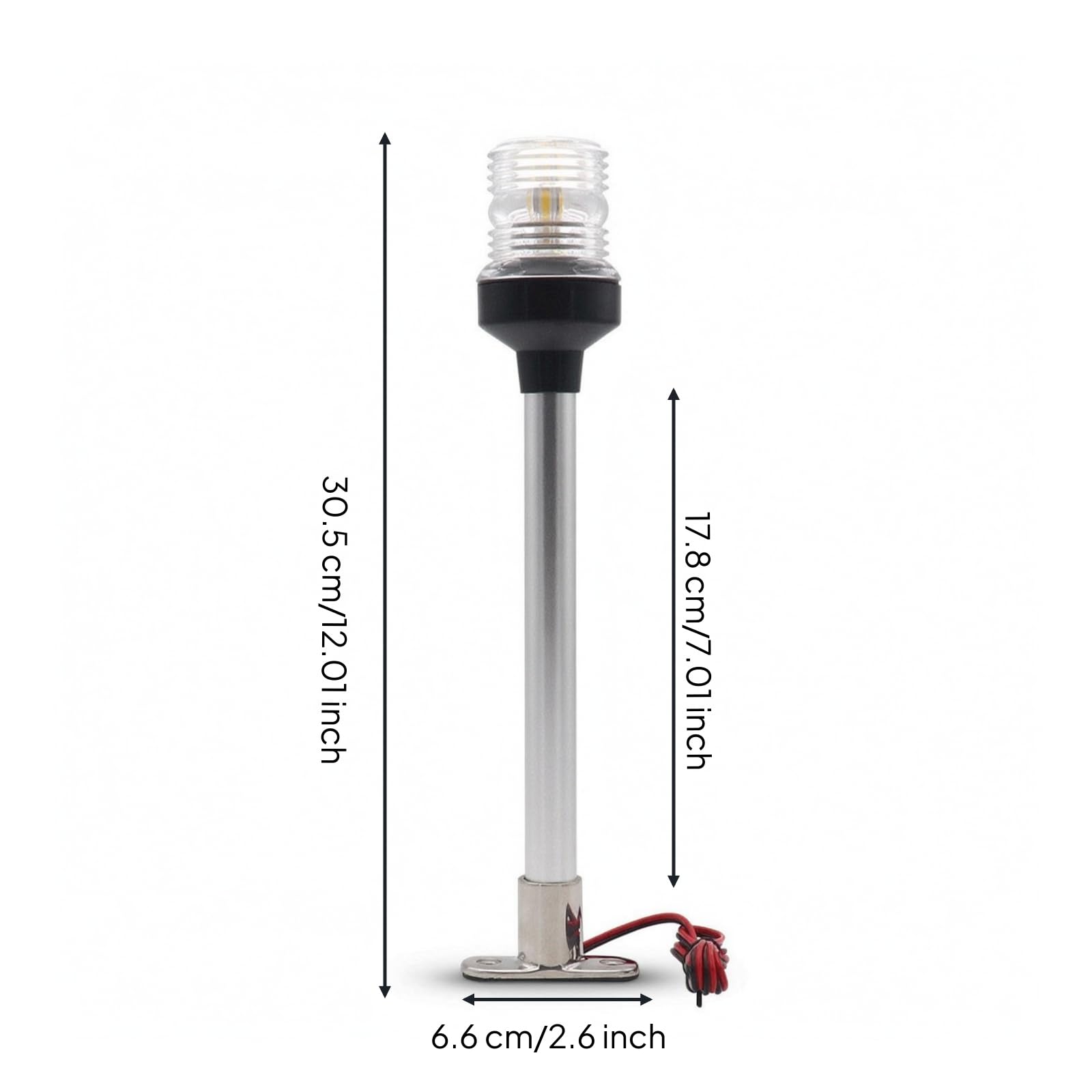 kowaku Luz con Base Metal Impermeable Luz LED Navegación para Pescadores, 12 Pulgadas