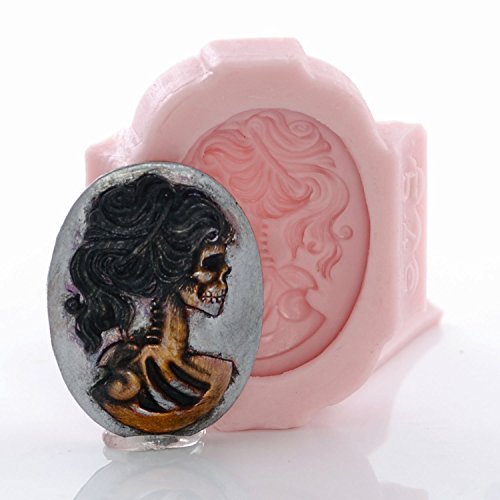 Lolita Skull Cameo Silicone Mold Food Safe Fondant, Chocolate, Candy, Resin, Polymer Clay, Jewelry, Craft Mold #TOP2