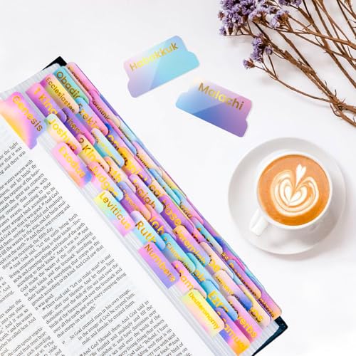 Image of Bible Tabs with Acrylic Bookmark, Laminated Bible Tabs for Women Men, Christian Gifts, Large Print Bible Tabs for Easy Navigation, Bible Book Index Tabs Labels, Bible Study Supplies, RB3-99
