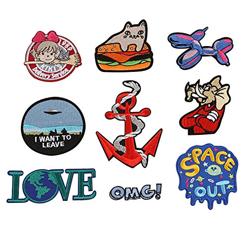 ELEOPTION Assorted Applique Embroidered Sew Iron on Patch Applique Sew-on Patches for DIY Jeans Jacket Clothing Backpacks Handbag Shoes Caps (D-Mixed Colors Set 9)