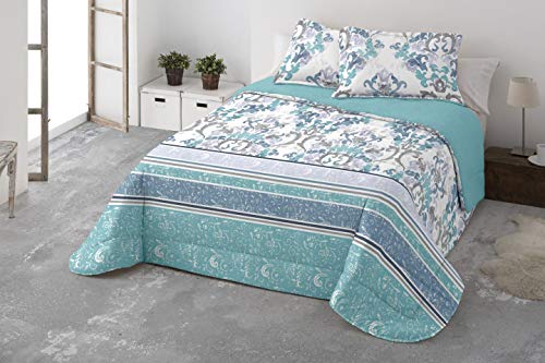 Mercatienda.es Edredón nórdico calentito Kraf Azul Invierno sedalina 700 gr,Sherpa Color Azul por Debajo Incluye cuadrantes de Regalo. (Cama 90 cm (180_x_270 cm))