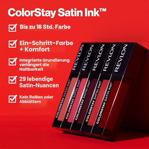 Revlon, flüssiger Lippenstift, Gesichtsmakeup, ColorStay Satin Ink, langanhaltende kräftige Lippenfarben… – Ansicht 3