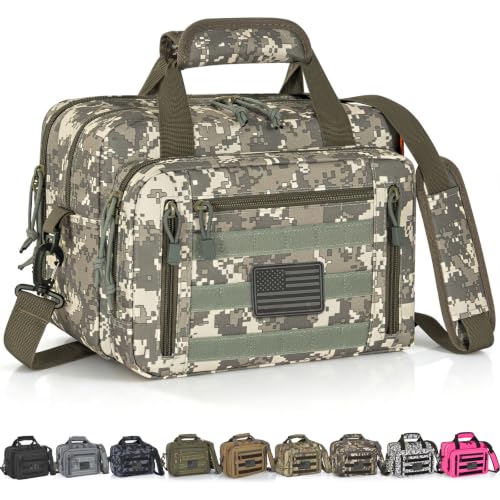 Image of Pistol Case, Gun Range Bags For 2 Pistols 6 Magazines Carrying Shooting Bag with Lockable Zipper for Shooting Range Outdoor Hunting