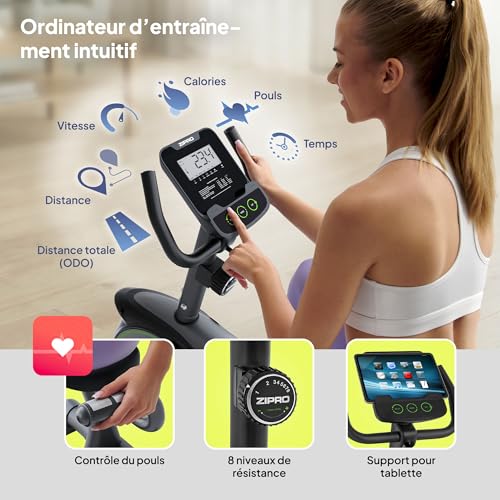 Zipro d'appartement Easy, Fitness, d'appartement magnétique, jusqu'à 150 kg, Vélo d'intérieur, d'entraînement à domicile, à piles – Image 6