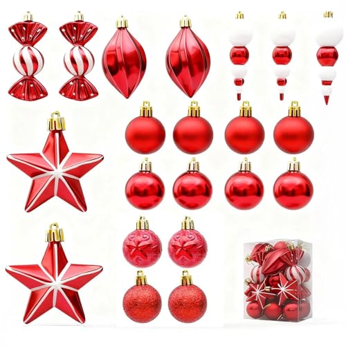 SRJQXH Weihnachtsbaumkugeln 20 Stück Weihnachtskugeln Plastik,...