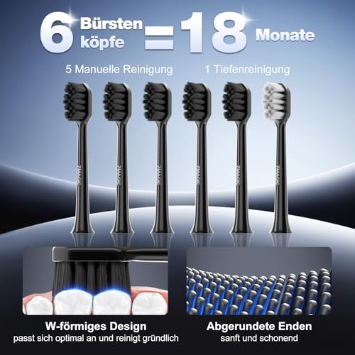 Elektrische Zahnbürste, Schallzahnbürste, Leise Zahnbürste Elektrisch Mit 3 Intensitäten 5 Modi,...