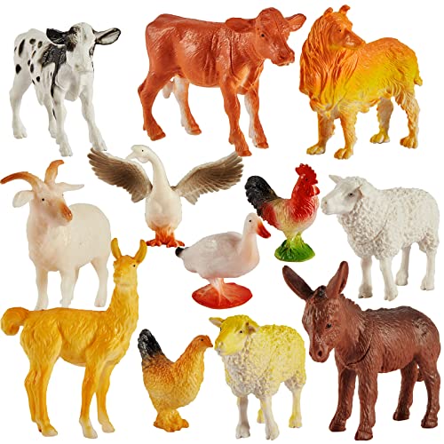 kimonca Learning Ressources Animaux, 12 Pièces Mini Animaux De La Ferme Plastique Figurines d'animaux D'éVeil Cadeau pour Garçons Filles Ferme Jouets Cover