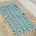 Turquoize Bathroom Runner Extra Long Blue Chenille Bath Rug Non Slip Shaggy Bath Shag Shower Mat, Soft and Cozy, Super Absorbent Water, Washable Rug, 47 x 17 inches, Duckeggshell Blue