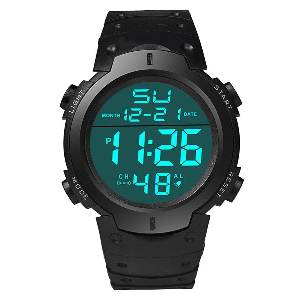 OgquatonReloj de pulsera deportivo impermeable de silicona con pantalla LCD digital, cronómetro de fecha, correa de goma para hombre, cómodo y práctico