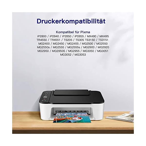 545XL 546XL Multipack Kompatibel für Canon Druckerpatronen 545 546 für Canon Pixma MX495 TR4550 TR4551 MG2550s MG2555s TS3150 TS3151 MG3050 MG3051 MG2950 iP2850 TS205 (Schwarz, Farbe) – Bild 3