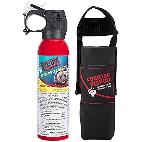 Counter Assault - EPA Certified, Maximum Strength & Distance Bear Repellent Spray - Hottest Formula Allowed by Law - Night Glow Locator & Tactical Holster Included (8.1 oz) Cover