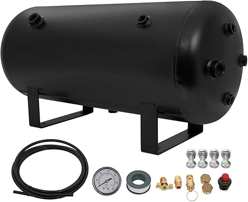Miniatura 9 de Tanque de compresor de aire de 5 galones (18 litros) 8 puertos de repuesto para suspensión neumática para coche, tren, camión, bocina