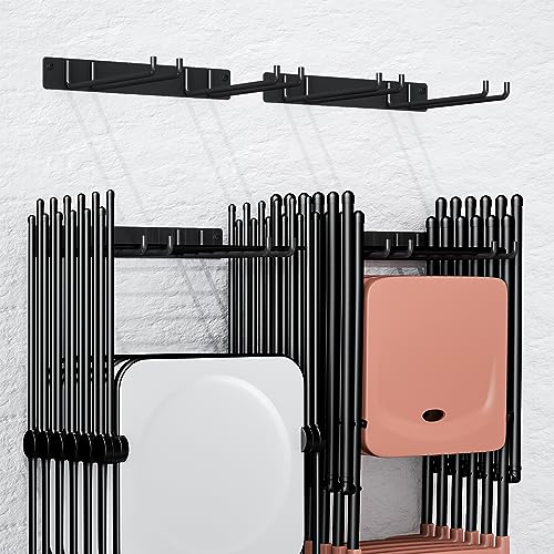 Folding Chair Storage Rack Wall Mount 2-Pack Garden Tool Organizer