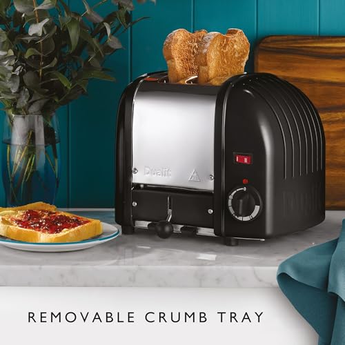 Dualit Classic 2 Slice Vario Toaster, Stainless Steel, Hand Built in the UK, Replaceable ProHeat Elements, Defrost Bread, Mechanical Timer, Replaceable Parts, Black, 20237 - Image 2