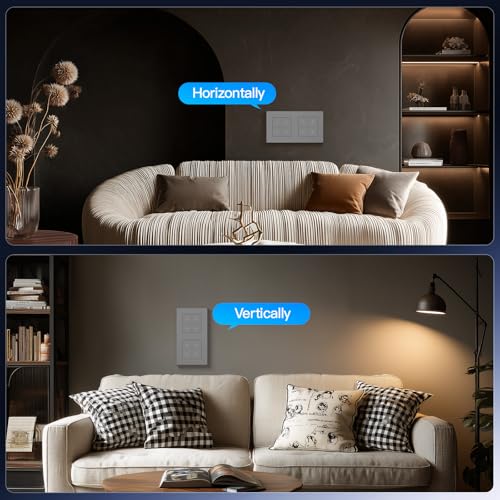 BSEED Doppel Smart Zigbee Schalter mit Steckklemme,Smart Lichtschalter Funktioniert mit Alexa & Google Home,Timing-Funktion, PC Rahmen,Zigbee Hub & Neutralleiter Erforderlich,4 Fach 1 Weg,Grau