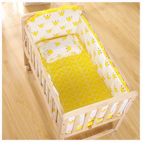 WXJHNYBS Protector Cuna, 4 Caras,Algodón Puro Chichonera Cuna con Colchón Y Almohada,Lavable Parachoques Cuna Bebe para Cuna,B-90x50cm