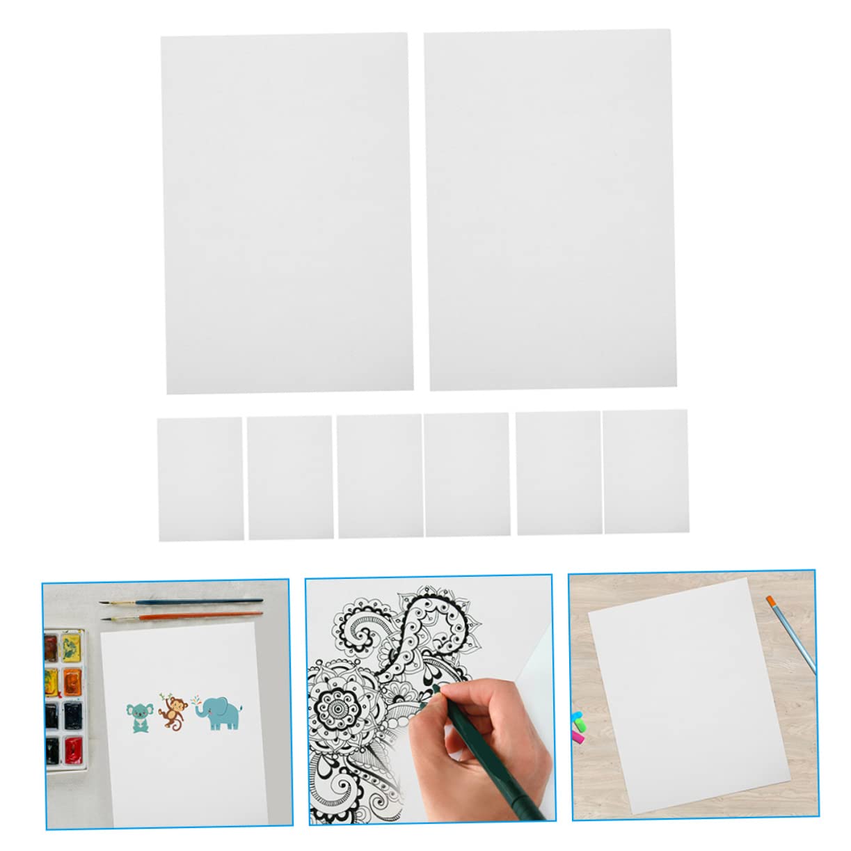 HOMSFOU Weißes Aquarellpapier für Malen und Zeichnen für Schüler und Kinder 100 Blatt aus Papier 160g Dickes Zeichenpapier zu Hause der Schule