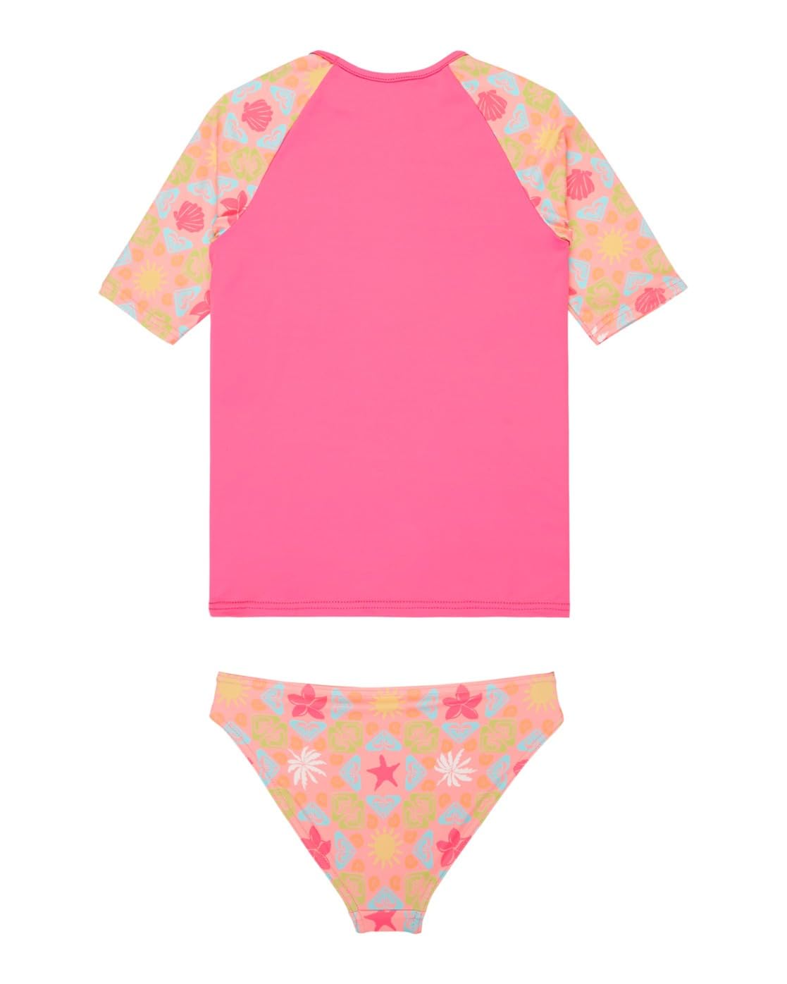 Roxy Check - Short Sleeve Rash Vest Set for Girls 2-7 - Set - Ragazze 2-7 - Rosa.
