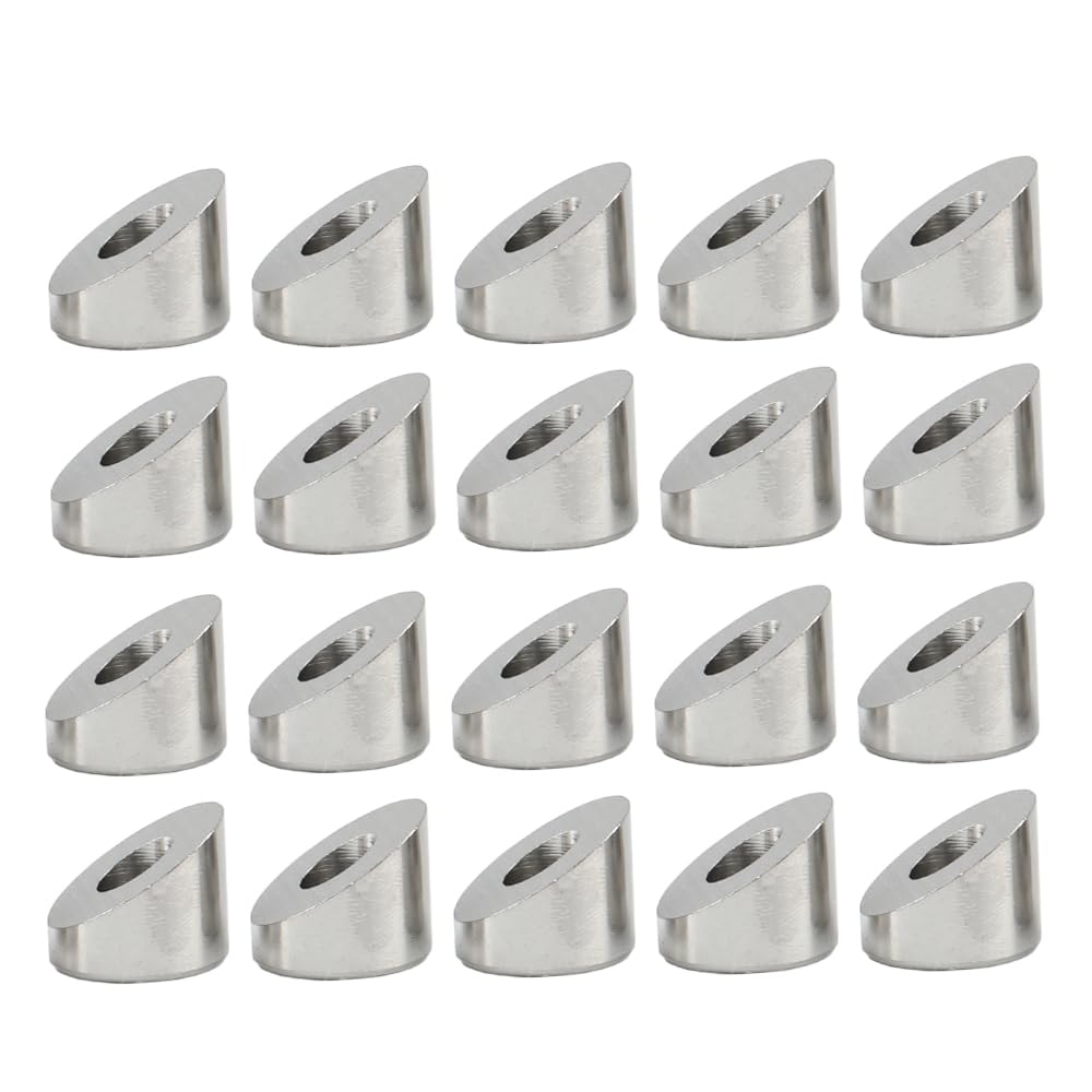 Morsetti per Fune 10/30/50/100 Pezzi ringhiera Cavo Ponte rondella angolata smussata da 30 Gradi 3/8 Fori Hardware Marino in Acciaio Inossidabile 316(30pcs)