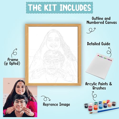 Image of Paint Waint Customizable Paint by Numbers Kit for Adults - Big Size DIY Canvas Painting Kit with 24 Colors, Numbered Art Set for Beginners, Relaxation & Home Decor (18 x 20 Inch Canvas Board)