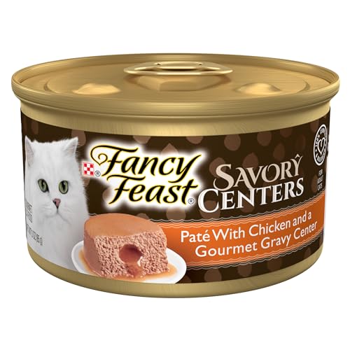 Purina Fancy Feast Savory Centers With Chicken Wet Cat Food Pate with Gourmet Gravy Center - (Pack of 24) 3 oz. Cans